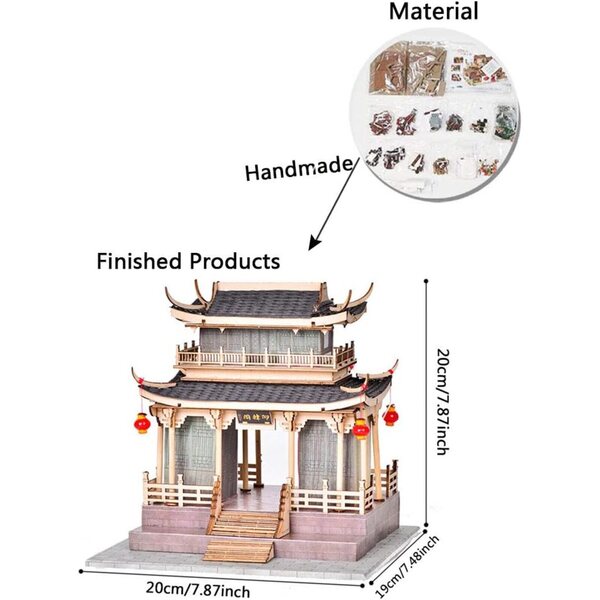 3D-Bausatz für ein antikes chinesisches Puppenhaus aus Holz zum Zusammenbauen – DIY-Puzzle für Erwachsene und Kinder