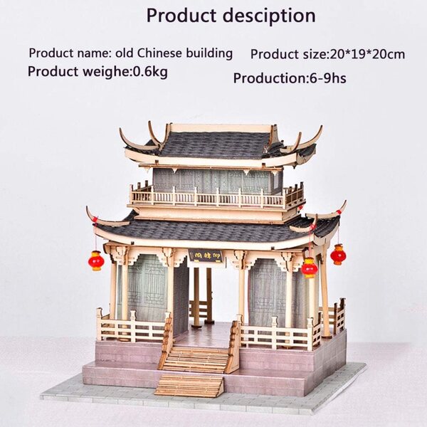 3D-Bausatz für ein antikes chinesisches Puppenhaus aus Holz zum Zusammenbauen – DIY-Puzzle für Erwachsene und Kinder