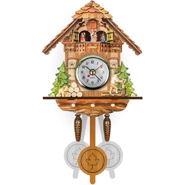 Schwarzwälder Miniaturuhr mit automatischem Quarz- und Balançoire-Uhrwerk, 115 x 225 x 50 mm
