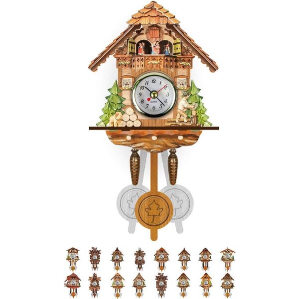 Schwarzwälder Miniaturuhr mit automatischem Quarz- und Balançoire-Uhrwerk, 115 x 225 x 50 mm