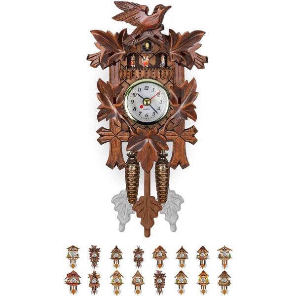 3D-Schwarzwald-Miniatur-Cucu-Pendel aus Holz mit Quarzwerk, 115 x 225 x 50 mm