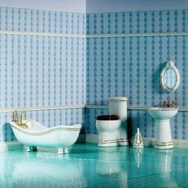 Élégant Savoy Badezimmer-Set 6-teilig im Maßstab 1:12 für Puppenhaus 4447