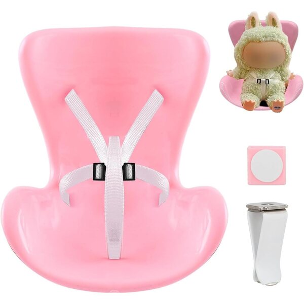 Rosafarbener sicherer Sitz für Puppen 10–17 cm – Autounterstützung und Dekoration