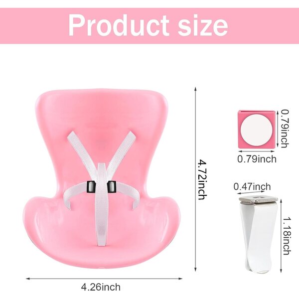 Rosafarbener sicherer Sitz für Puppen 10–17 cm – Autounterstützung und Dekoration