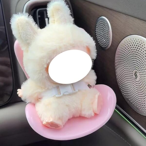 Rosafarbener sicherer Sitz für Puppen 10–17 cm – Autounterstützung und Dekoration