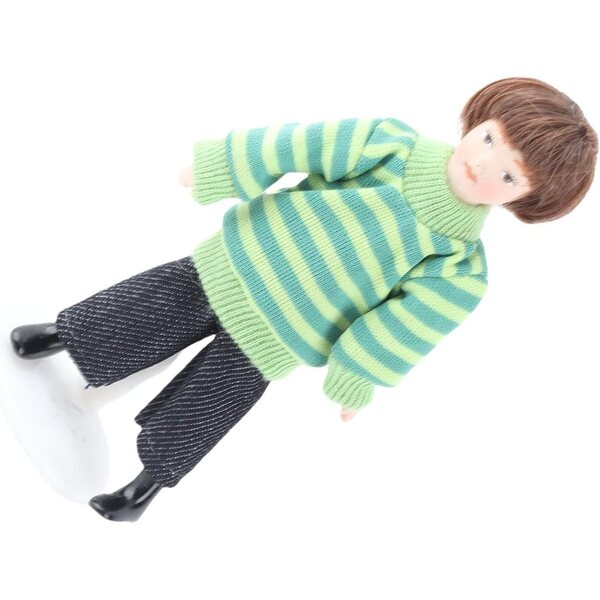 Walmeck Miniatura Bambino in Pull Verde 1:12 con Articolazioni Mobili e Supporto