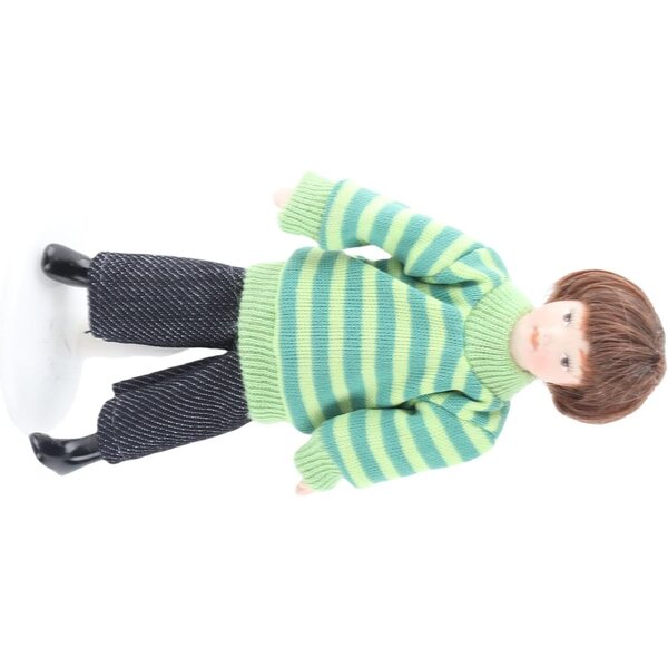 Walmeck Miniatura Bambino in Pull Verde 1:12 con Articolazioni Mobili e Supporto