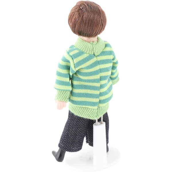 Walmeck Miniatura Bambino in Pull Verde 1:12 con Articolazioni Mobili e Supporto