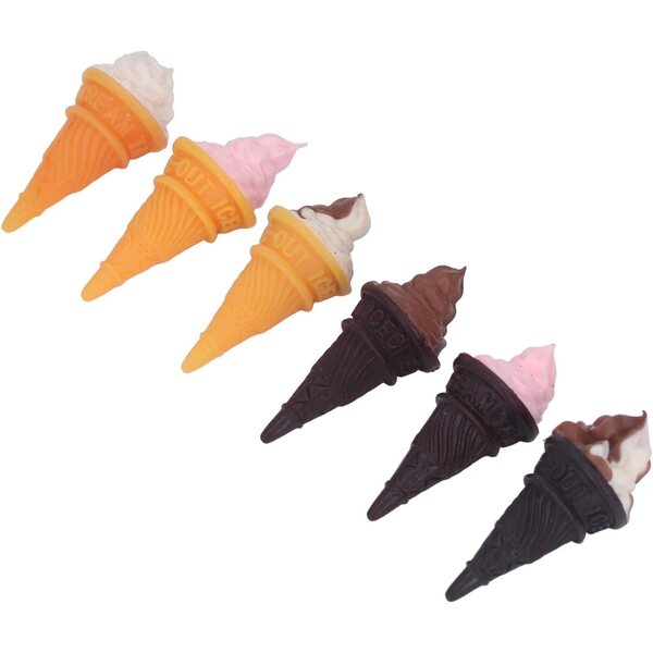 Crème Glacée-Miniaturen aus Kunstharz für Puppenhäuser – Set mit 6 realistischen Teilen