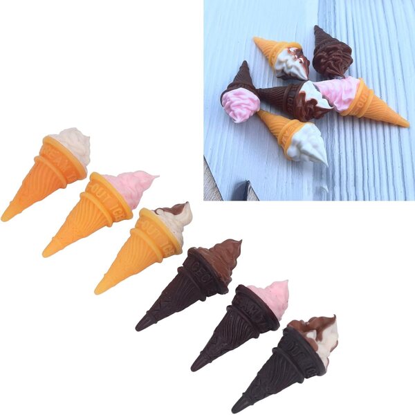 Crème Glacée-Miniaturen aus Kunstharz für Puppenhäuser – Set mit 6 realistischen Teilen