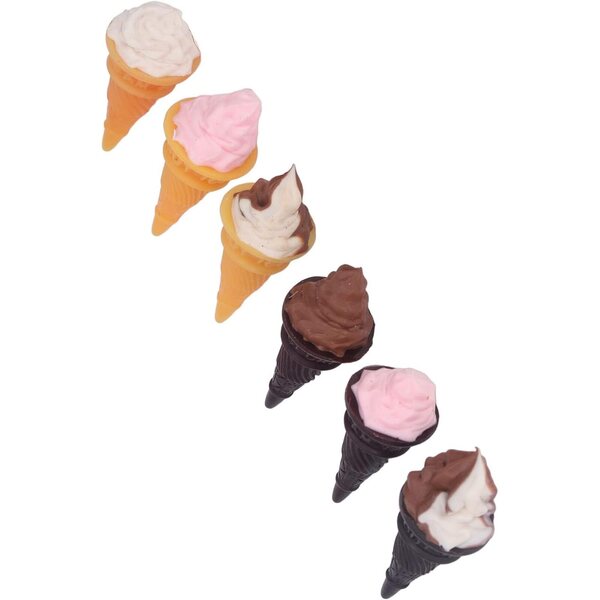 Crème Glacée-Miniaturen aus Kunstharz für Puppenhäuser – Set mit 6 realistischen Teilen