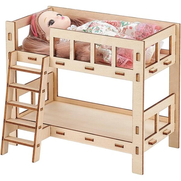 BENECREAT Etagenbett aus Holz für Puppen bis 155 mm, 170 x 90 x 140 mm