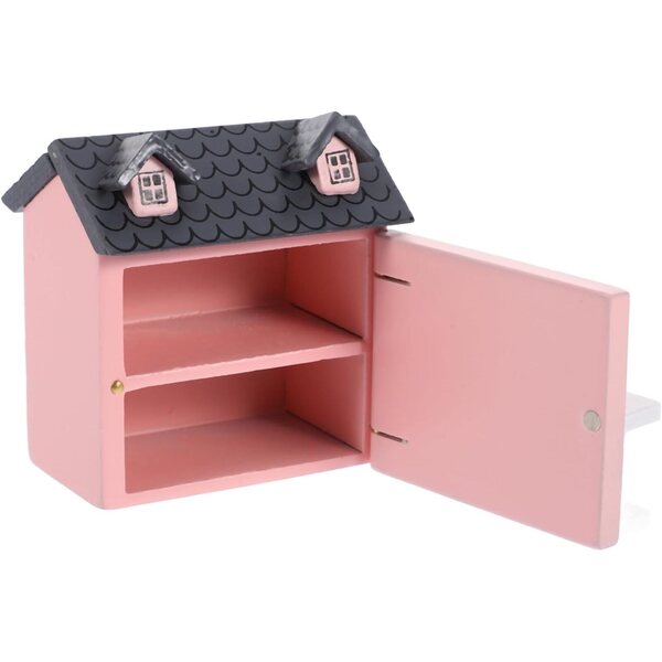 Mini Villa in Legno Rosa per Casa delle Bambole, Decorazione Compact & Realistica