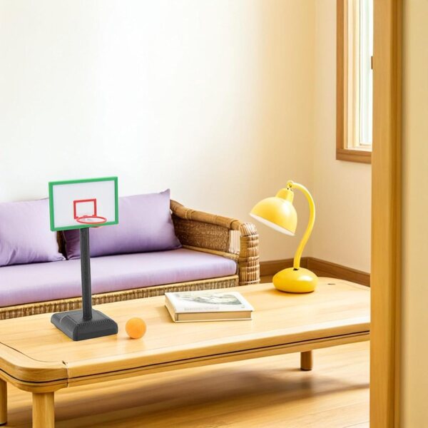 Mini pannello basket per casa delle bambole con pallone, stabile e educativo