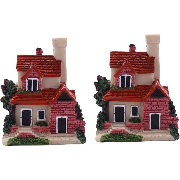 ISTOVO Casa in miniatura in resina 2X Decorazioni da giardino in stile europeo 6x4,5x7,5 cm