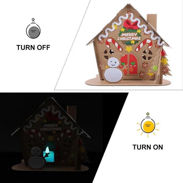 2-teiliges DIY-Weihnachtshaus-Set aus Pappe für Kinder, kreativ und sicher
