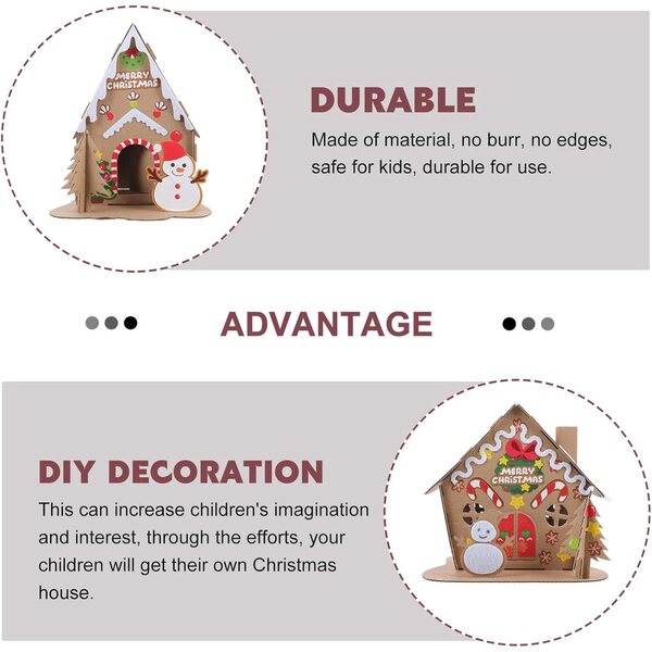 2-teiliges DIY-Weihnachtshaus-Set aus Pappe für Kinder, kreativ und sicher