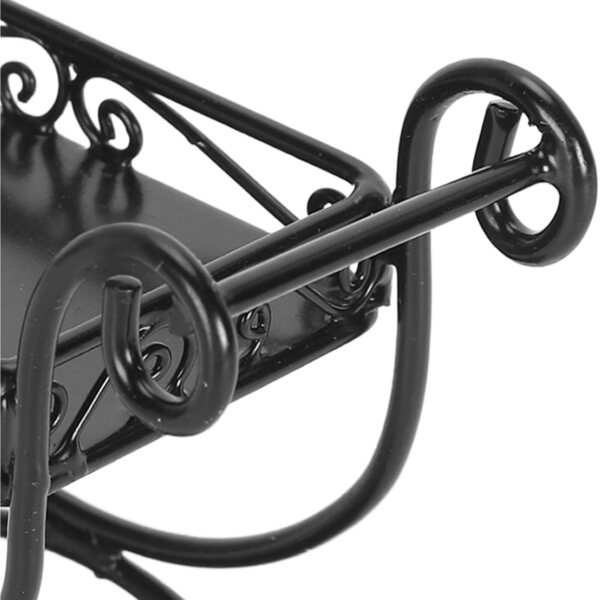 1:12 Miniatur-Gartenwagen aus schwarzem Metall mit exquisiten Details