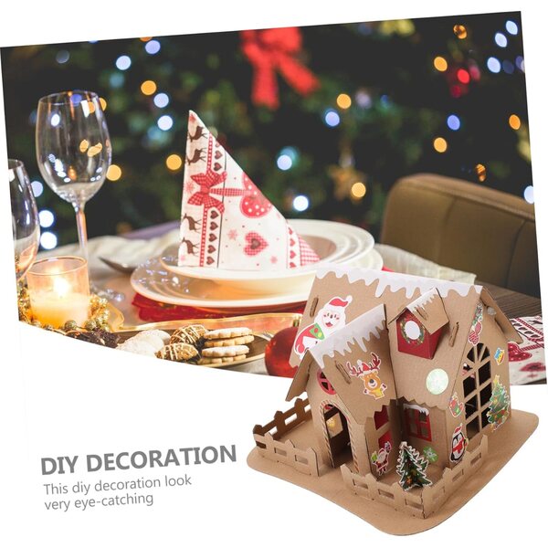 Kit Casa Luminosa di Natale Fai da Te, Set 2 Case Biscotto, Decorazione Artigianale