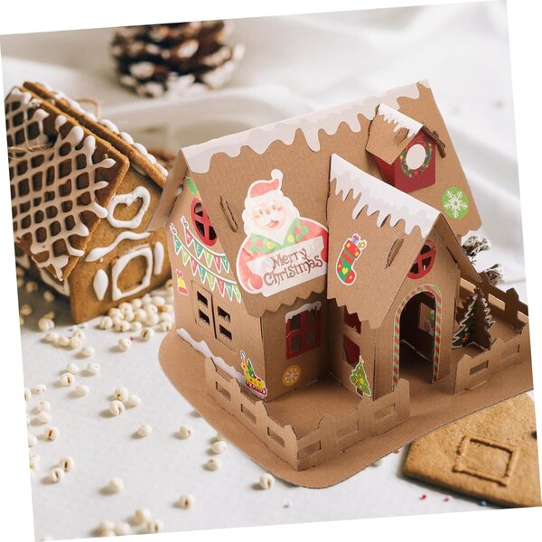 Kit Casa Luminosa di Natale Fai da Te, Set 2 Case Biscotto, Decorazione Artigianale