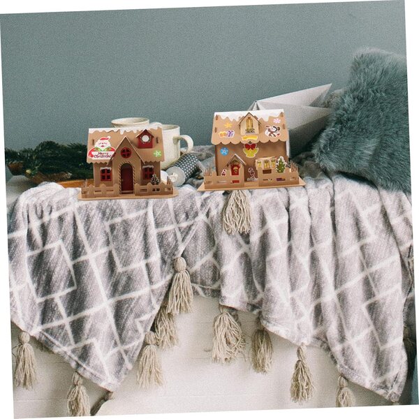 Kit Casa Luminosa di Natale Fai da Te, Set 2 Case Biscotto, Decorazione Artigianale