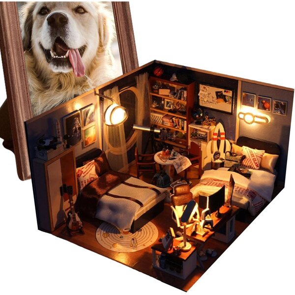 Kit Casa di Bambole in Legno Fai da Te con LED e Mobili | Sollee Miniatura Decorativa