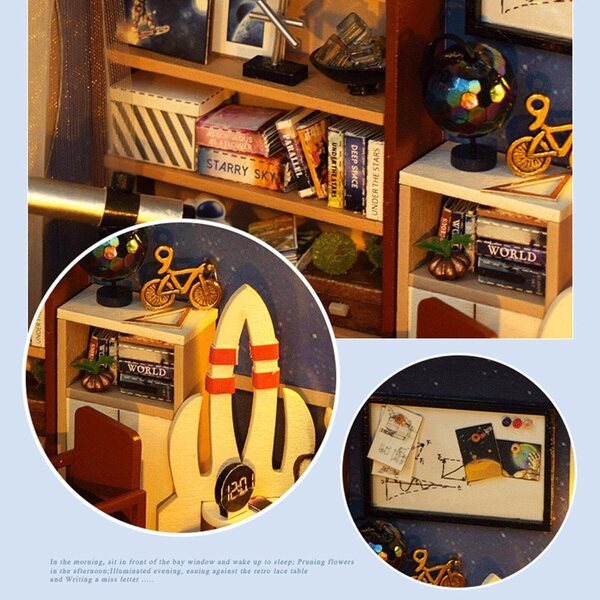 Kit Casa di Bambole in Legno Fai da Te con LED e Mobili | Sollee Miniatura Decorativa