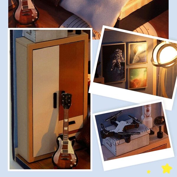 Kit Casa di Bambole in Legno Fai da Te con LED e Mobili | Sollee Miniatura Decorativa