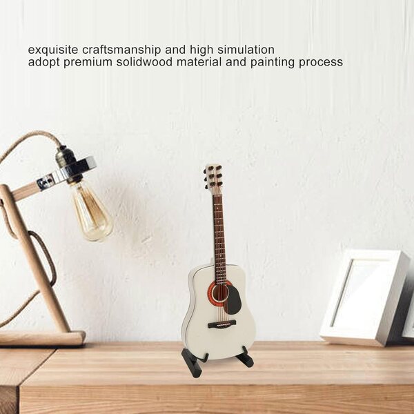 Miniatura chitarra in legno con supporto e custodia - decorazione elegante 13x5 cm