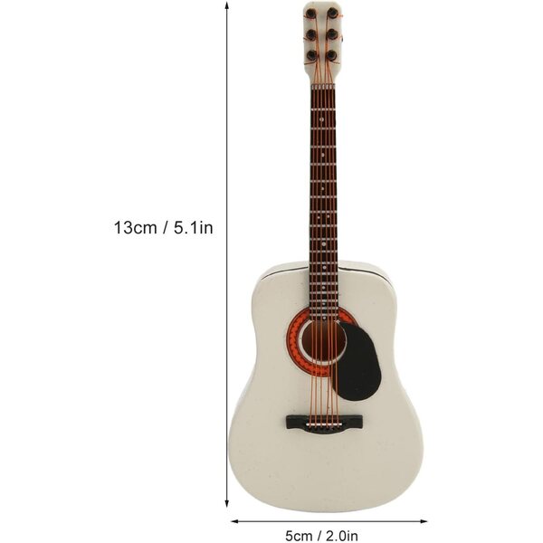 Miniatura chitarra in legno con supporto e custodia - decorazione elegante 13x5 cm