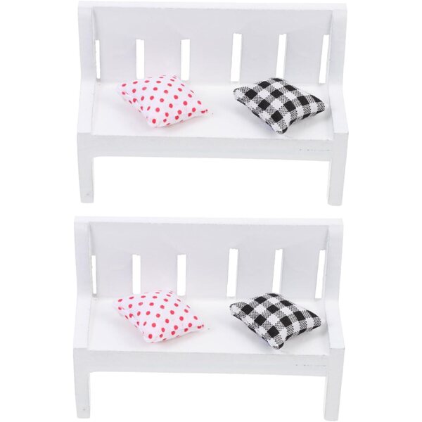 Beaupretty Set 2 Mini Banchi in Legno Bianco per Casa delle Bambole, Decorazione Realistica