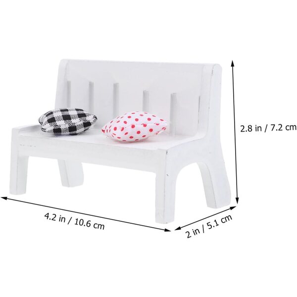 Beaupretty Set 2 Mini Banchi in Legno Bianco per Casa delle Bambole, Decorazione Realistica