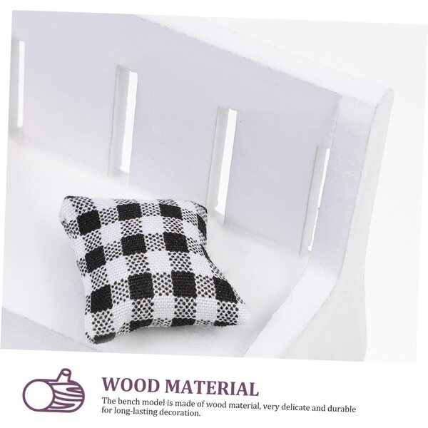 Beaupretty Set 2 Mini Banchi in Legno Bianco per Casa delle Bambole, Decorazione Realistica