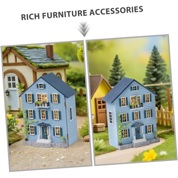 DIY-Miniatur-Puppenhaus-Bausatz aus Holz mit kompletten Möbeln – tragbare Heimdekoration
