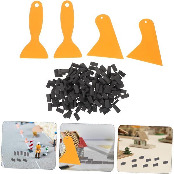 Set 204 pezzi di mattoni e piastrelle miniaturizzate per modelli e case da collezione