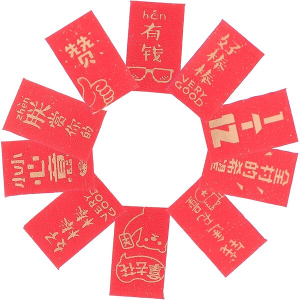 Beaupretty 10 Mini Enveloppes Rosse per Casa delle Bambole - Decorazioni in Carta Dettagliate