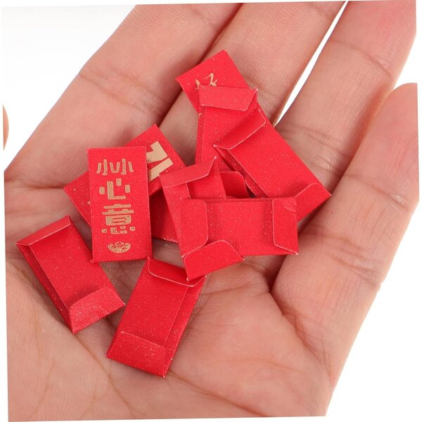Beaupretty 10 Mini Enveloppes Rosse per Casa delle Bambole - Decorazioni in Carta Dettagliate