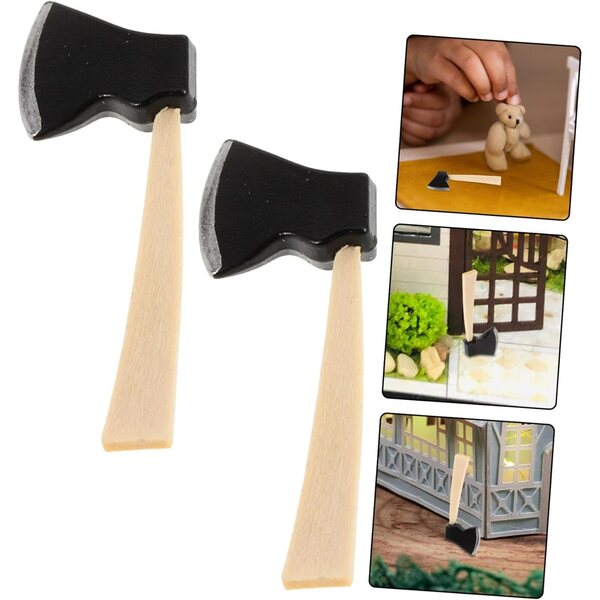 6 Mini-Holzäxte für Puppenhäuser, realistisches Gartenzubehör
