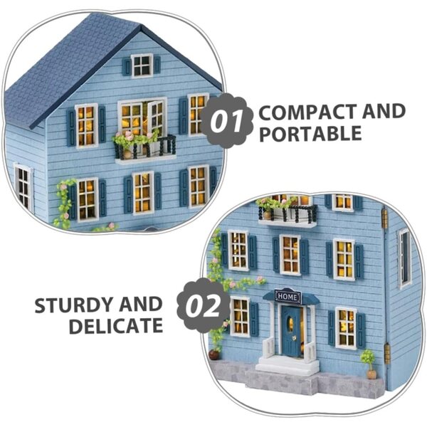 Kit Casa delle Bambole Miniatura in Legno con Mobili DIY - Decorazione Natale Portatile