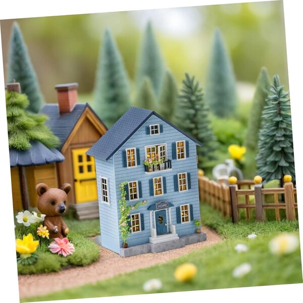 Kit Casa delle Bambole Miniatura in Legno con Mobili DIY - Decorazione Natale Portatile