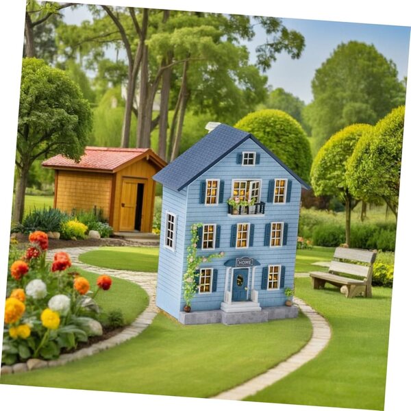 Kit Casa delle Bambole Miniatura in Legno con Mobili DIY - Decorazione Natale Portatile
