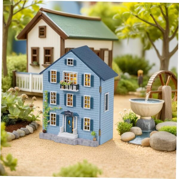 Kit Casa delle Bambole Miniatura in Legno con Mobili DIY - Decorazione Natale Portatile