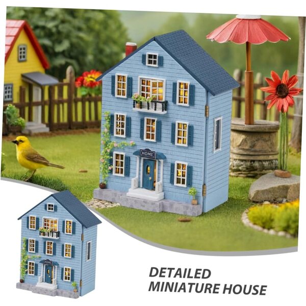 Kit Casa delle Bambole Miniatura in Legno con Mobili DIY - Decorazione Natale Portatile