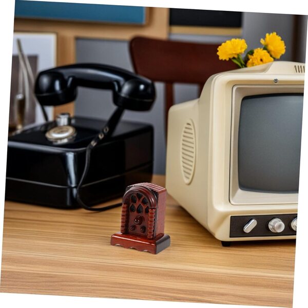 Radio Miniatura in Legno Vintage per Case delle Bambole Scala 1:12 Realistica