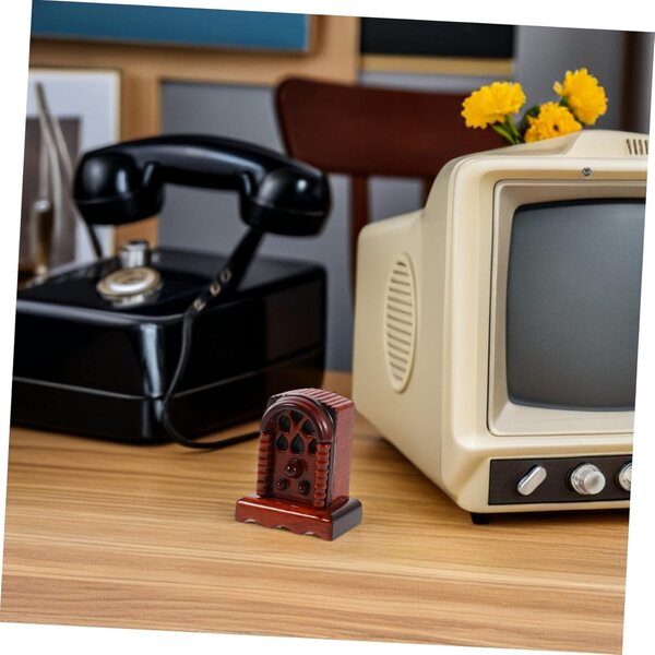 Radio Miniatura in Legno 1:12 per Casa delle Bambole, Decorazione Retrò