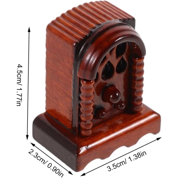 Vintage-Miniaturradio aus Holz 1:12 für Puppenhaus – dekoratives Accessoire