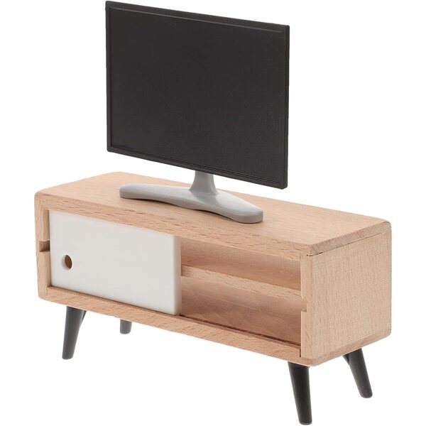 SHINEOFI Puppenhaus-Miniatur-Set, Fernseher und TV-Schrank im Maßstab 1:12, mehrfarbig