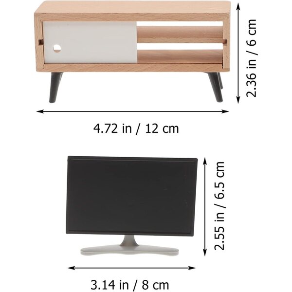 SHINEOFI Set Miniatura Casa delle Bambole TV e Mobile TV in Scala 1:12 Multicolore
