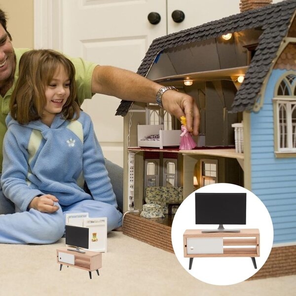SHINEOFI Set Miniatura Casa delle Bambole TV e Mobile TV in Scala 1:12 Multicolore