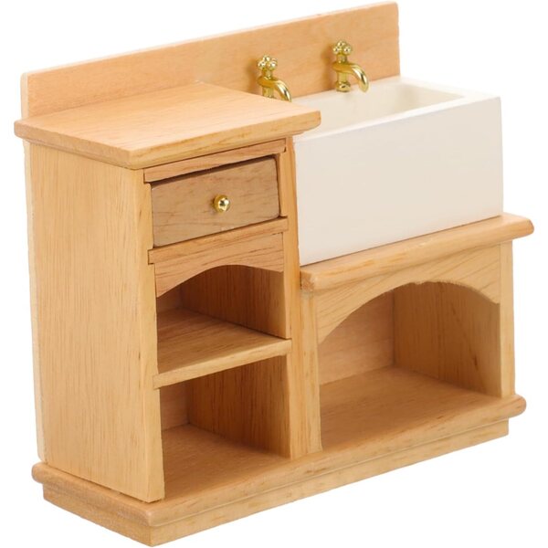 Miniatura mobile lavabo in legno realistico per casa delle bambole 10x8x3,5 cm